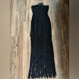 Farrah Fringe Maxi Dress - Black